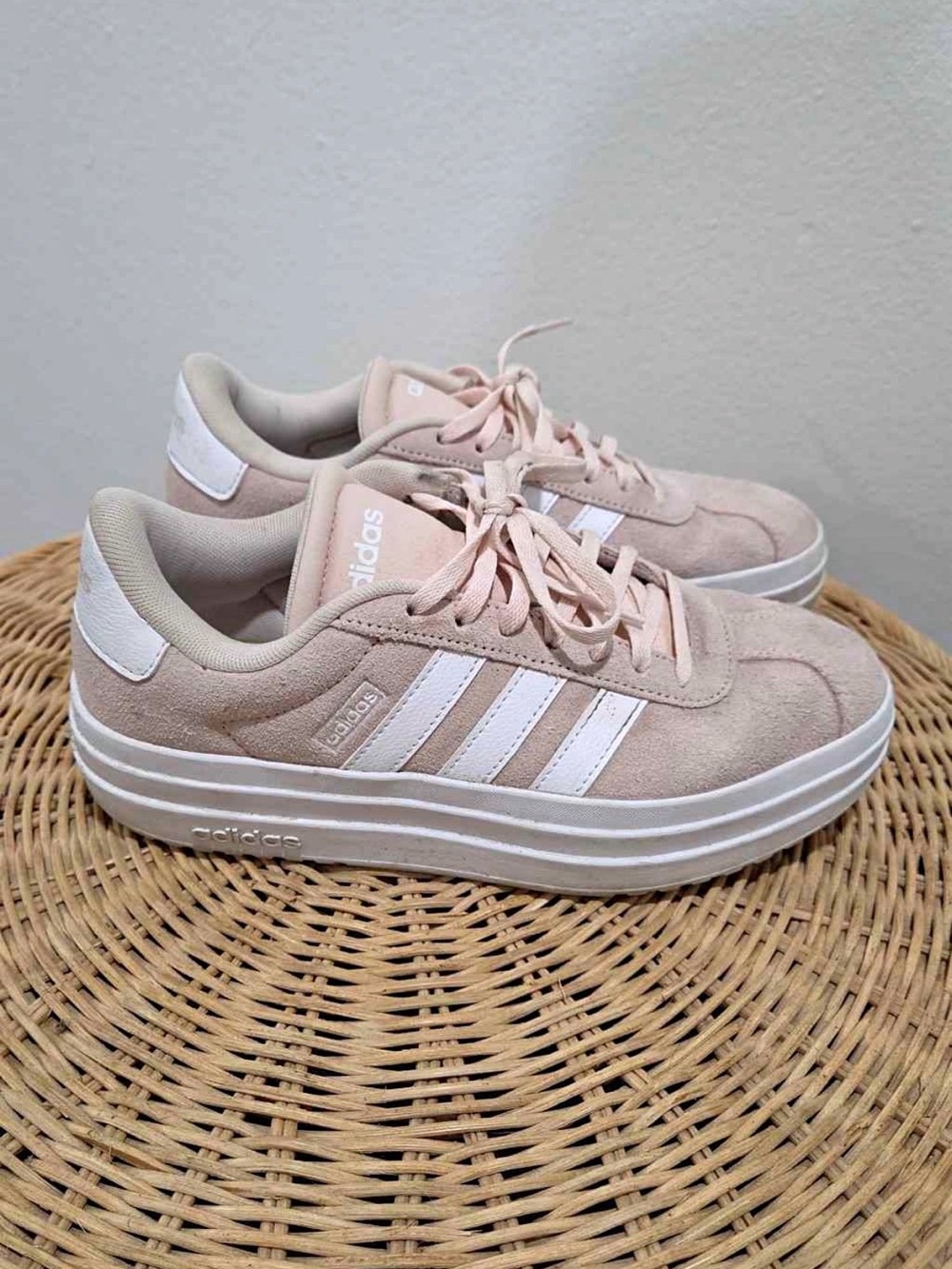 Adidas Women's Pink Suede Platform Sneakers Size 7
